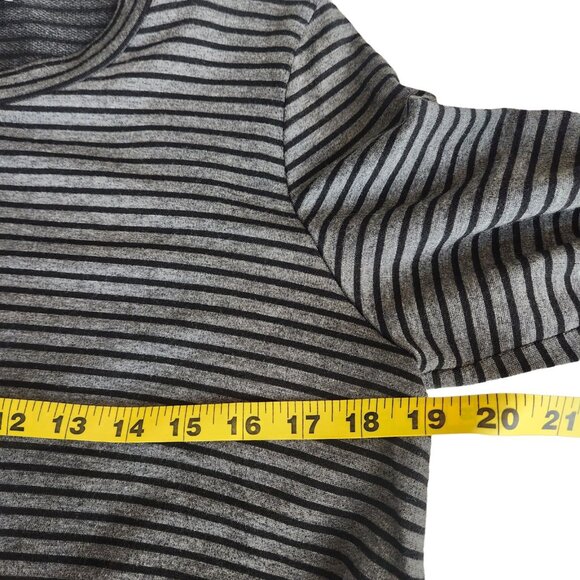 EILEEN FISHER Dress Small Casual‎ Striped Long Sleeves Cozy Black Gray - Picture 6 of 13